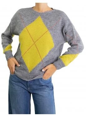 Maglione con rombi bicolore